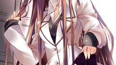 Long hair anime girls school uniforms thigh highs Tororo Inniina