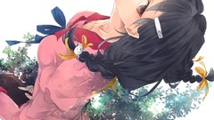 Long hair bakemonogatari hanekawa tsubasa black hair 