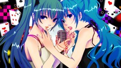 Long hair blue eyes hatsune miku vocaloid twintails aqua hair 