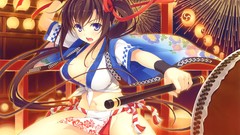 Long hair blue eyes yuuki hagure yukata