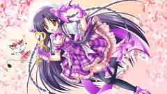 Long hair brunettes kamiya tomoe purple dress