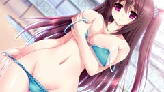 Long hair purple eyes cleavage bikini hentai grab panty pull 