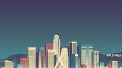 Los Angeles vector art architecture City building lights hills