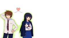 Love glasses Ribbons jackets skirts long hair anime girls brown 