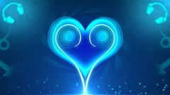 Love Music headphones Hearts aqua gunca