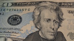 Macro currency banknote dollar bills twenty dollar bill