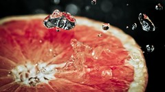 Macro fruits water drops grapefruits