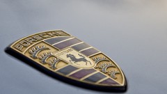 Macro Porsche badges logos emblems Simple Background