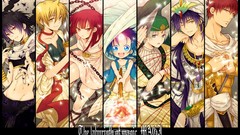 Magic Anime blondes blue hair anime girls wand gray hair purple 