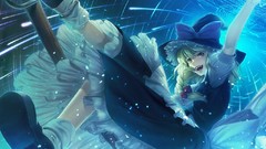 Magic dress blondes long hair witches yellow eyes touhou open 