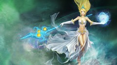 Magic woman staff blondes League of Legends artwork video games 