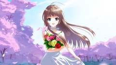Manga Flowers anime girls Anime brunette long hair blue eyes sky