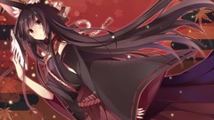 Maple-leaf Ribbons masks long hair brown eyes brunettes animal 