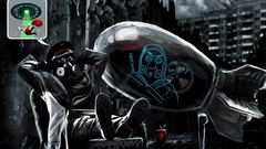 Masks bombs gas masks romantically apocalyptic fantasy art 