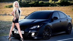 Matte blondes black dress mazda 6 high heels girls with cars
