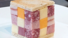 Meat cheese Cube sandwiches