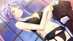 Melody fork blush blue hair anime girls lingerie closed eyes 