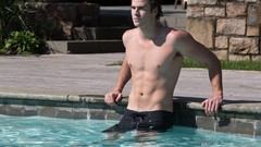Men Actors blondes liam hemsworth wet hair topless swimming 