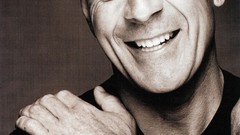 Men Actors Bruce Willis monochrome smiling closed eyes