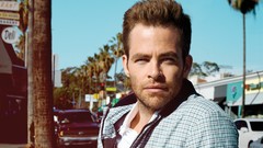Men Actors palm trees stubble chris pine Esquire Magazine