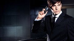 Men advertisement suit samsung striped clothing male models