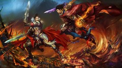 Men armor Warriors Swords artwork fantasy art Perfect World