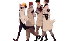 Men Army glasses bald white background hats military gloves 