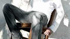 Men barefoot sunlight chairs