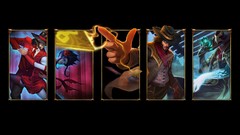 Men black background hats League of Legends artwork video games 