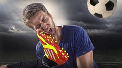 Men boots kicking soccer balls