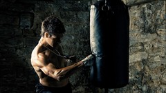 Men boxer punch punching bag