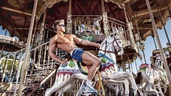 Men carousel roundabout muscles male models