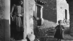 Men children Greece grayscale towns old photography Frederic 