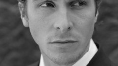 Men Christian Bale grayscale