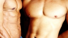 Men couple tattoos Gay abs pecs