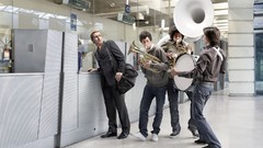 Men funny airports instruments brass sousaphone