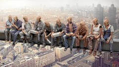 Men funny eating Constructicons Crash Test Dummies