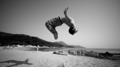 Men grayscale monochrome parkour