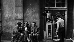 Men Istanbul talking grayscale old photography ara guler