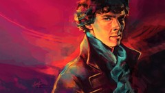 Men pink background paintings Sherlock Holmes benedict 