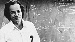 Men Scientists grayscale blackboards equations Richard Feynman