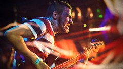 Men stripes guitarists live bass guitars Fender bassplayer