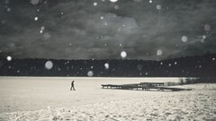 Men winter monochrome landscape snow loneliness alone cold