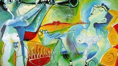 Men woman paintings flute Spanish nude artwork traditional art 