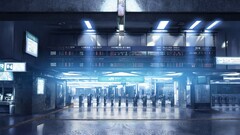 Metro train station Anime