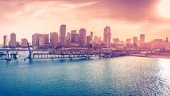 Miami USA City Bridge sky Sea warm colors skyline cityscape