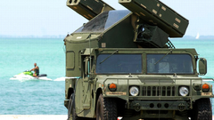 Military anti-aircraft Humvee