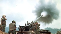 Military artillery tanks Rifles Viet Nam firing