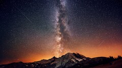 Milky Way nature sky Stars Mountains snow shooting stars Space