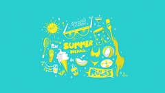 Minimalism summer artwork Turquise Background